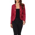 thumbnail image 1 of INSPIRE CHIC Women's Faux Suede Open Front Long Sleeve Button Decor Steampunk Jacket S Red, 1 of 6
