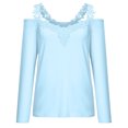 thumbnail image 4 of Pompotops Mode Blouse Décontractée à Manches Longues en Dentelle Col en V pour Femmes en Solde, 4 of 6