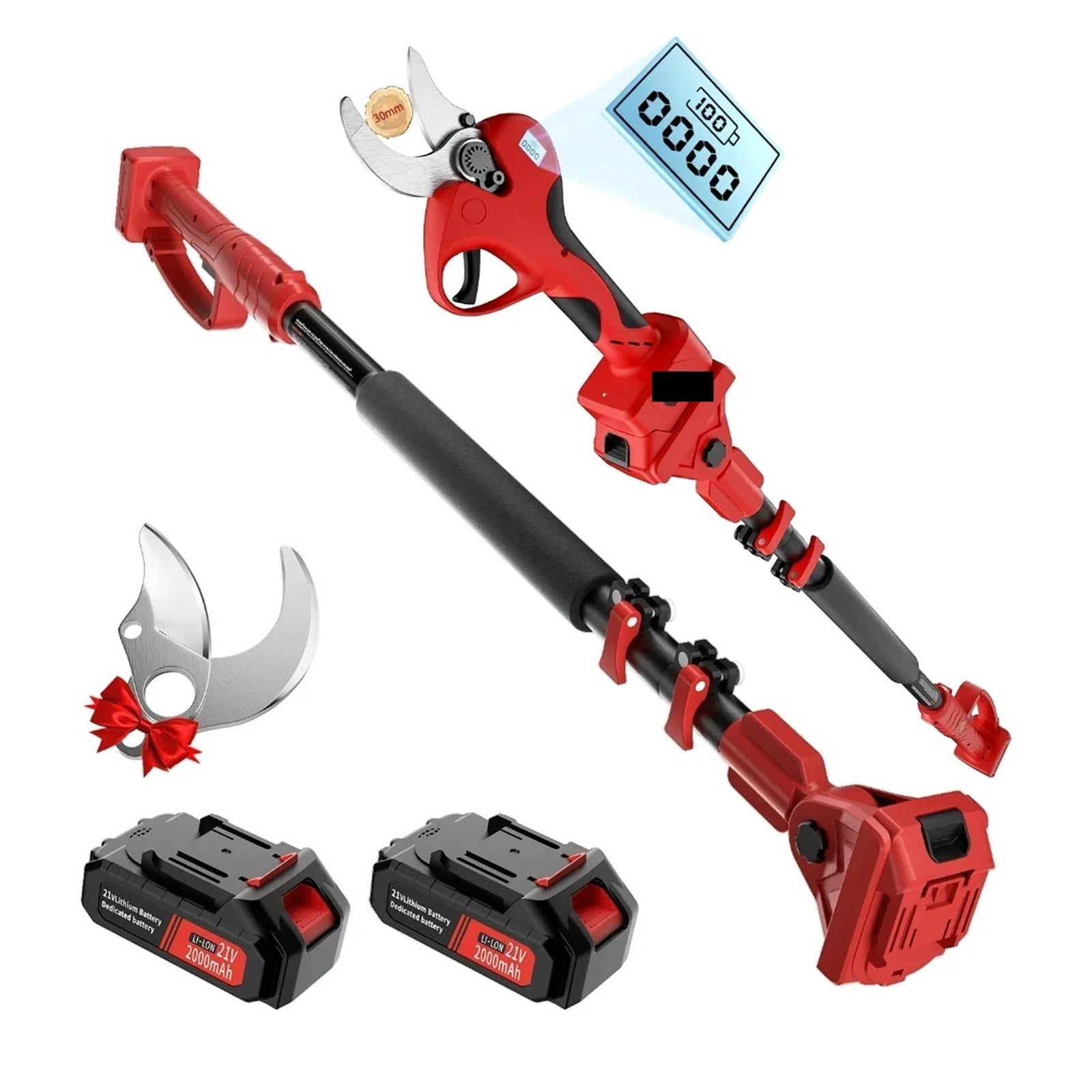 Electric Pruning Shears 6 FT High Reach Extens Pole Cordless Branches Pruning Shears Garden Power Tools Cutting Width 3cm ,Gardening Tree Branch