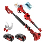 Electric Pruning Shears 6 FT High Reach Extens Pole Cordless Branches Pruning Shears Garden Power Tools Cutting Width 3cm ,Gardening Tree Branch