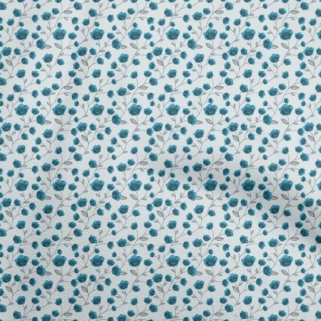 oneOone Cotton Poplin Blue2 Fabric Florals Craft Projects Decor Fabric Printed By The Yard 56 Inch Wide