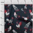 thumbnail image 2 of oneOone Cotton Poplin Navy Blue Fabric Rooster Cock Craft Projects Decor Fabric Printed By The Yard 42 Inch Wide, 2 of 4