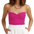 thumbnail image 2 of Timegard Tube Top for Women Ruched Knot Sleeveless Slim Fitting Comfy Knit Tee Top Solid Color Casual, 2 of 5