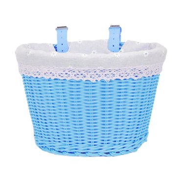 jinwen Panier de Vélo pour Enfants Tressé Guidon avec Sangle Ajustable Panier avant de Vélo Bleu