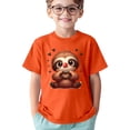 thumbnail image 2 of T-shirts Filles Enfants Imprimé Animaux Mignons Sports Décontractés Col Rond Manches Courtes Hauts Filles Orange 10-12 Ans, 2 of 4
