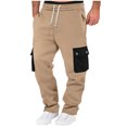 thumbnail image 1 of Ceisia Men Solid Color Loose Casual Pants Elastic Waist Drawstring Sports Gift Work Trousers, 1 of 8