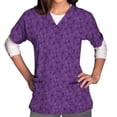 thumbnail image 1 of LSLJS Women Short Sleeve V-neck Tops Uniform Printed Pockets Blouse Nursing, Womens Plus Scrubs, 1 of 5