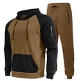 thumbnail image 1 of Male Casual Solid Two 3 Piece Suite Piece Suit Zipper Pocket Haptic Suit Raglan Sleeve Hoodies Drawstring Mens Jacket Zipper Pocket Pants Set, 1 of 8