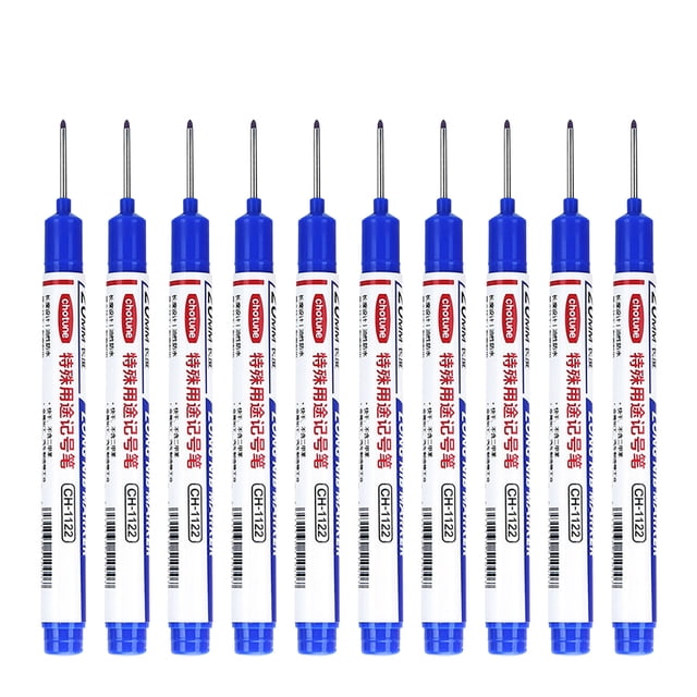 10PCS Long Head Deep Hole Marker Pens 20mm Deep Reach Markers Long Nose Marker Construction Markers Marking Tool Markers Carpenter Ink Marker Pens Metal Marking Pen 8ml