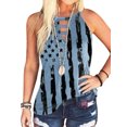 thumbnail image 1 of Women Stars Stripe Print Keyhole Halter Neck Tank Top, 1 of 2
