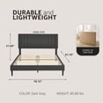 thumbnail image 3 of DeCoro Chicago Modern Tufted Upholstered Platform King Size Bed Frame, Dark Grey, 3 of 11