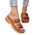 thumbnail image 3 of Kcodviy Women Summer Solid Color Womens Closed Toe Sandals Buckle Strap Casual Open Casual Sandals for Women Toe Wedges Soft Bottom Slip on Sandals for Women Breathable Slippers Shoes Sandals, 3 of 5