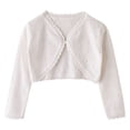 thumbnail image 1 of Timegard Girl Lightweight Cardigan Open Front Button Hollow out Children Comfy Cute Knit Shrug Solid Color, 1 of 6