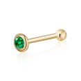 thumbnail image 1 of 14k Yellow Gold Nose Ring with Simulated Emerald Bezel Set Micro Stud Piercing Body, 1 of 6
