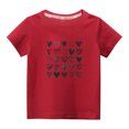 thumbnail image 1 of Penkiiy T-shirt en Coton pour Tout-Petits Garçons Filles Mode Mignon Col Rond Imprimé Saint-Valentin Manches Courtes 4-5 Ans Rouge, 1 of 1