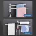 thumbnail image 3 of Swivel Out Towel Racks with Hooks 5-Bars Foldable Arms Bath Towel Hanger Wall Mount Towel, 3 of 8