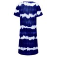 thumbnail image 3 of LUXUR Robe d'Été pour Femmes Manches Courtes Robe Tunique Col en V Robe Midi Bohème Teinture sur Nœuds Bleu Profond 4TG, 3 of 5
