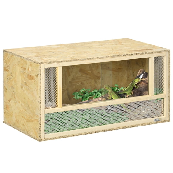 PawHut Wooden Reptile Terrarium for Chameleon, Lizard, Snake, Frog, Turtle