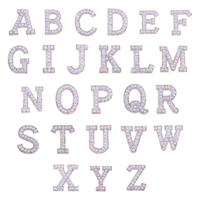 Binwennn Letter Patch Set Of Pearl Rhinestone Shiny Pearl Letter Patch Clothes Applique Imitation Pearl Letter Patch (Colorful) DIY Letter Sticker Big Sister Stickers Stickers School Chicken Stickers