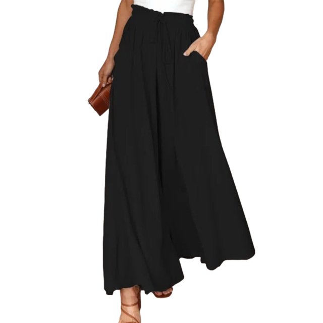 maskred Pantalon Fluide à Jambe pour Femmes - Ajout à Toute Garde-Robe Pantalon à Jambe Fluide Style Mince Noir,1 2TG