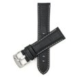 thumbnail image 1 of 24mm Mens' Alligator Style Leather Watch Strap Band, White Stitching, Stainless Steel Buckle, 1 of 7