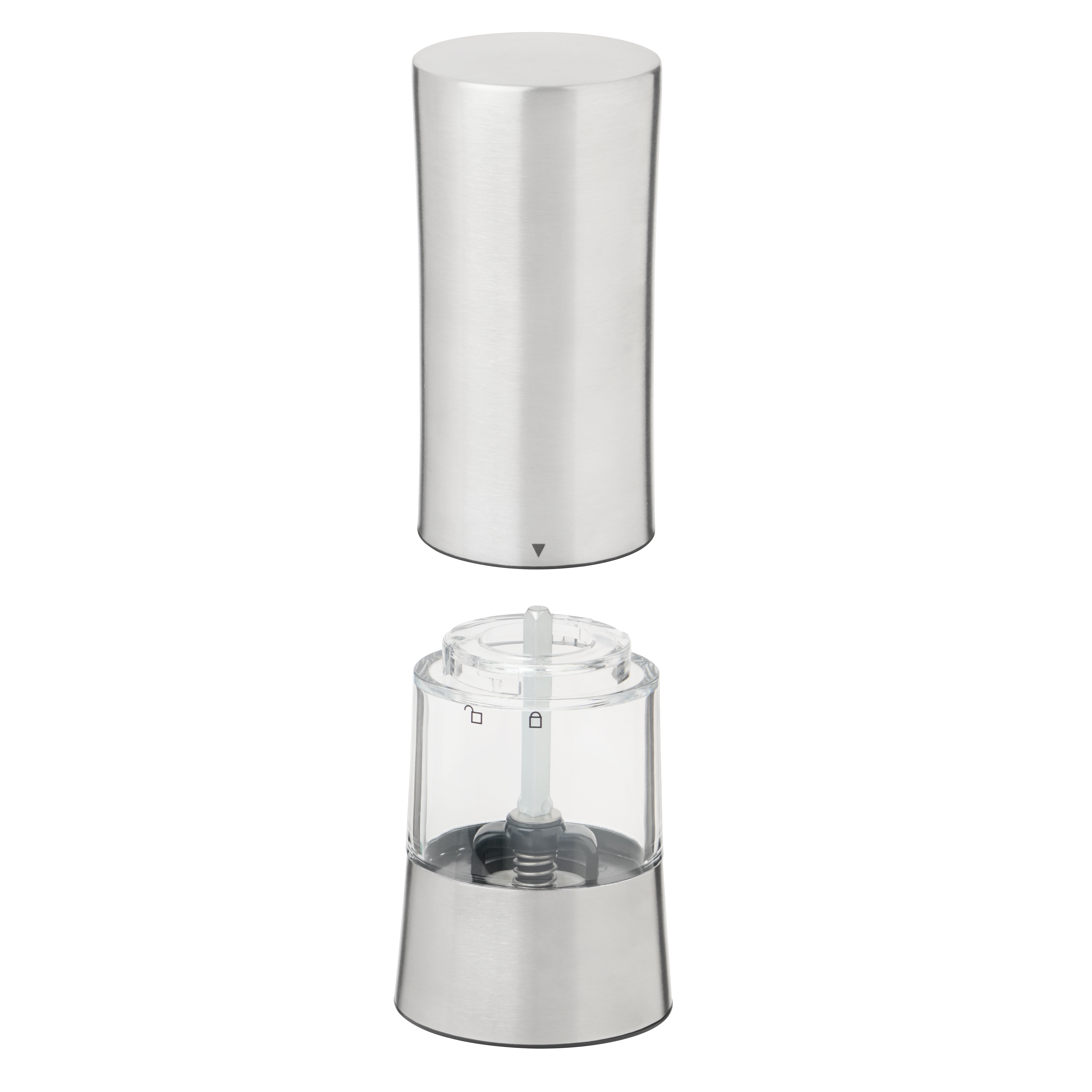 Trudeau 7" EVO USB Rechargeable Electric Stainless Steel Salt or Pepper Mill with one-touch operation, adjustable grind. USB-C charging—no batteries required – Unfilled