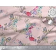 thumbnail image 3 of Soimoi Pink Polyester Crepe Fabric Insect,Rose & Wreath Flower Printed Fabric 1 Yard 42 Inch Wide, 3 of 3