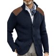 thumbnail image 1 of MAWCLOS Mens Cardigan Sweater Long Sleeve Jacket Button Down Coat Knitted Winter Warm Open Front Outwear Navy Blue 2XL, 1 of 2