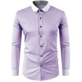 thumbnail image 1 of RXIRUCGD Chemise Décontractée pour Homme à Manches Longues avec Boutons, Poche et Col Rabattable, Rose, Taille : L, 1 of 3