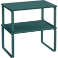 thumbnail image 1 of SONGMICS Cabinet Organizer Shelf, Set of 2 Kitchen Counter Shelves, Kitchen Storage, Spice Rack, Stackable, Expandable, Metal and Engineered Wood, Ivy Green, 1 of 5