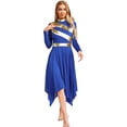 thumbnail image 1 of Hansber Robe de Louange Métallisée pour Femmes, Manches Longues, Ourlet Irrégulier, Tunique, Costume de Performance, Bleu Royal, G, 1 of 7