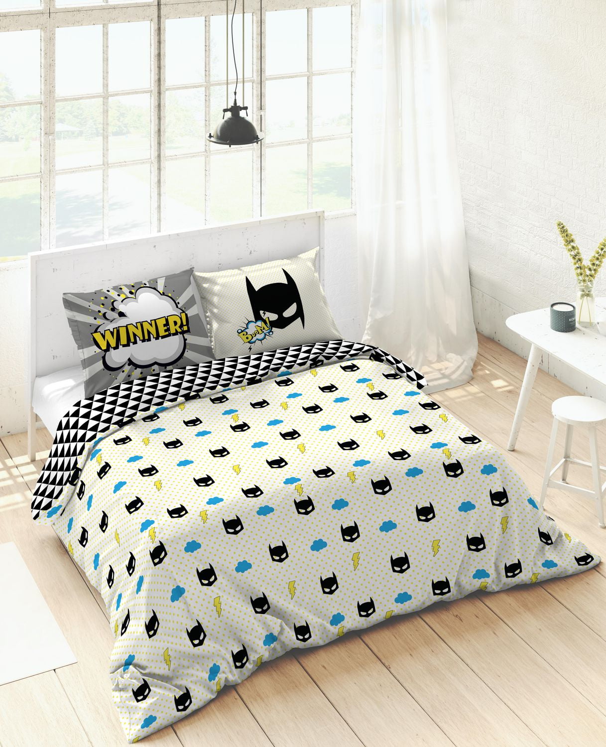 Ensemble de housse de couette Superhero de Gouchee Home – Literie pour enfants 3 pièces certifiée OEKO-TEX avec motif réversible inspiré des bandes dessinées