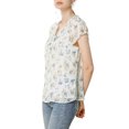 thumbnail image 4 of INSPIRE CHIC Blouse Fleurie pour Femme de la Saint-Valentin à Manches Courtes Cape en Chiffon Décontractée à Volants Hauts S Blanc Violet, 4 of 8