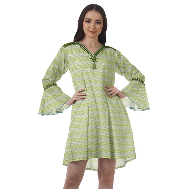 Moomaya Robes de Plage Imprimées Femmes Robe Aguichant Robes Mini Brodées pour Femmes