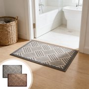 Fufafayo 2Pcs Bathroom Carpet Mat, Non Slip Absorbent Floor Rug for Wet Areas, Quick-Dry Waterproof Bath Mat for Shower Tub and Sink, Decorative Mat for Bathroom, Laundry Room or Entryway, Modern
