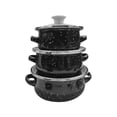 thumbnail image 1 of Luzkey 3 Pieces Enamel Mini Pot Set Kitchen Food Pot Home Accessories Deep Gifts Kitchen Cookware Enamel Cookware Set Home black, 1 of 8