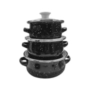 ZheElen 3Pcs Enamel Mini Pot Set Universal Cookware Portable Cooking dark Set Enamel Home blue black