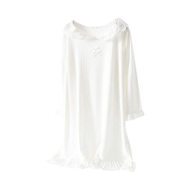 RXIRUCGD 2025 Vêtements d'Été pour Enfants Chemise de Nuit Unie à Manches Longues à Col Rond Vêtements de Maison pour Filles Décontractée et Confortable