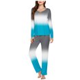 thumbnail image 2 of Timegard Ensembles de Pyjamas pour Femmes 2 Pcs Confortables Couleur Dégradée Manches Longues Col en V Haut et Pantalon Tenues de Pjs, 2 of 5