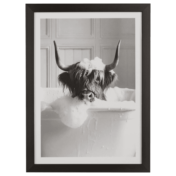Bouclair Cow in Bath Framed Wall Art