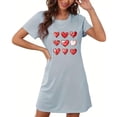 thumbnail image 4 of Pyjama d'Été pour Femmes Chemise de Nuit pour Femme Robe de Nuit à Manches Courtes Chemise de Sommeil Imprimée Tenue de Nuit Chemises de Nuit Douces Imprimé de la Saint-Valentin Chemises de Nuit Robe de Sommeil Douce T-Shirt Classique Nuisette S, 4 of 5