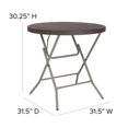 thumbnail image 2 of Table pliante ronde en plastique / rotin brun de 3 pieds, 2 of 9