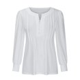 thumbnail image 4 of FAIWAD Women's V Neck Long Sleeve Tunic Tops Pleated Layered Button Down Slim Pullover Tops, 4 of 5