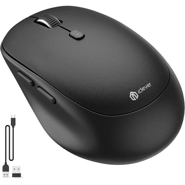 Souris Sans Fil Bluetooth MD165, Souris d'Ordinateur Rechargeable 2,4 G&BT à Double Mode avec Récepteur, Souris Silencieuse Compacte et Portable pour Ordinateur Portable, PC, MacBook, Windows, Android, Mac, iPad