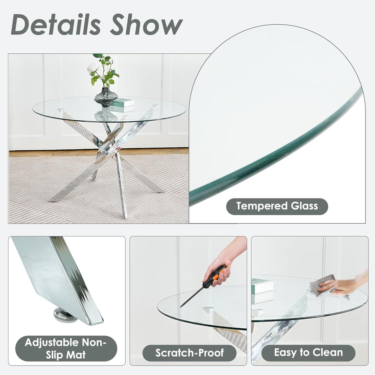 Heavenly Collection Star Dining Table with Tempered Glass 48"