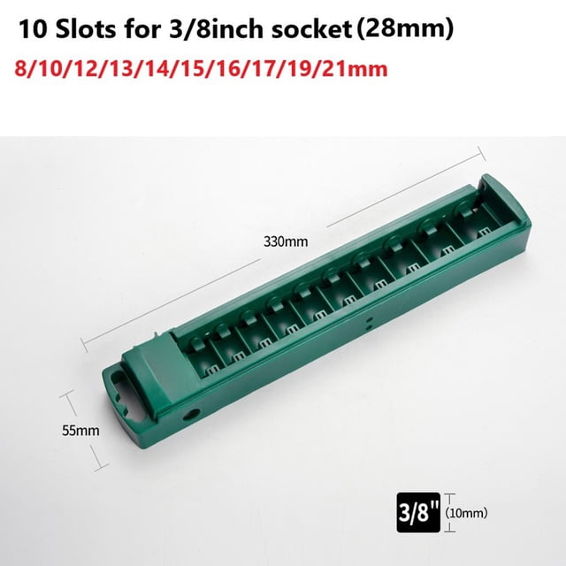 MYG 1pc Socket Organizer Box 3/8 1/4 1/2inch Drive ABS Plastic Socket Clip Rail Holder Toolbox Socket Storage Socket Organizer Box