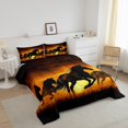 thumbnail image 3 of Erosebridal Ensembles de Literie 3D Cheval Double avec Couette, Insert de Couette Animal de Jungle, Décor Coucher de Soleil en Forêt, Réversible 3 Pcs, 3 of 7