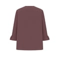 thumbnail image 4 of Timegard Hauts Grande Taille pour Femmes Col en V Froncé à Volants Manches 3/4 T-Shirts Confortables Décontractés Amples, 4 of 5