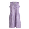 thumbnail image 4 of EIMELI Robes Décontractées à Carreaux pour Femmes Été Col en V Boutonné Robe Midi Ample Robes de Soleil avec Poches Violet G, 4 of 7