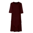 thumbnail image 4 of LSLJS Robe d'Été pour Femmes, Mode, Couleur Unie, Patchwork en Mousseline, Manches Mi-Longues, Col Rond, Robe d'Été, Robes de Plage, 4 of 6